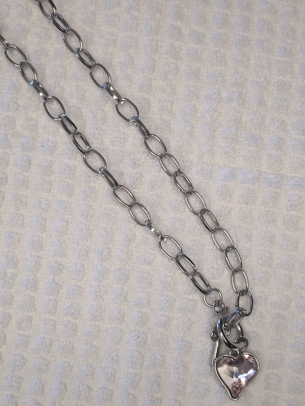 Pink Heart Charm With Chunky Linked Chain - Picture 5 of 7